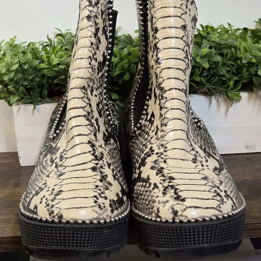 Cape Robbin Studded Python Ankle Boot - Picture 2 of 7